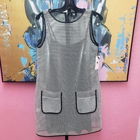 W by Worth Optic White Mesh Dress - Picture 1 of 7